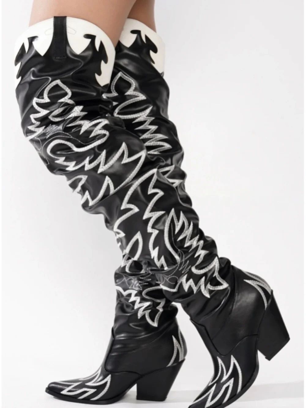 Western Thigh High Over The Knee Embroidered Boots (9) - Picture 2 of 16